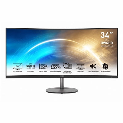 Monitor led 34pulgadas msi mp341cq dp hdmi mm curvo uwqhd 100 panoramico 21:9