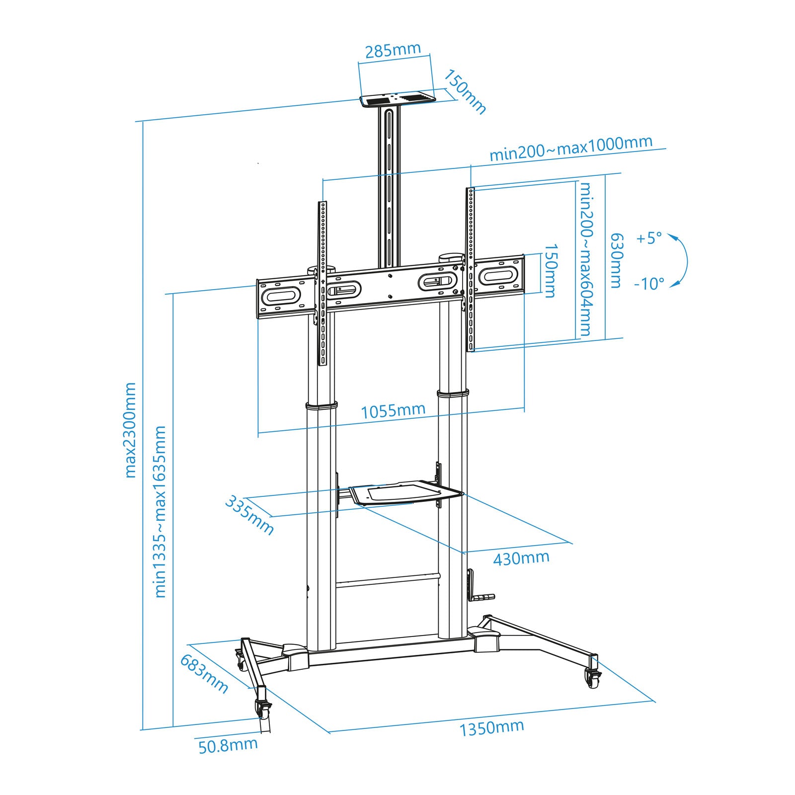 Soporte suelo tv tooq fs20400hm - b 60pulgadas - 100pulgadas carga maxima 100kg