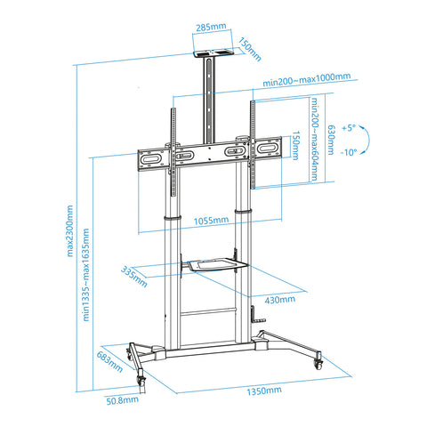 Soporte suelo tv tooq fs20400hm - b 60pulgadas - 100pulgadas carga maxima 100kg