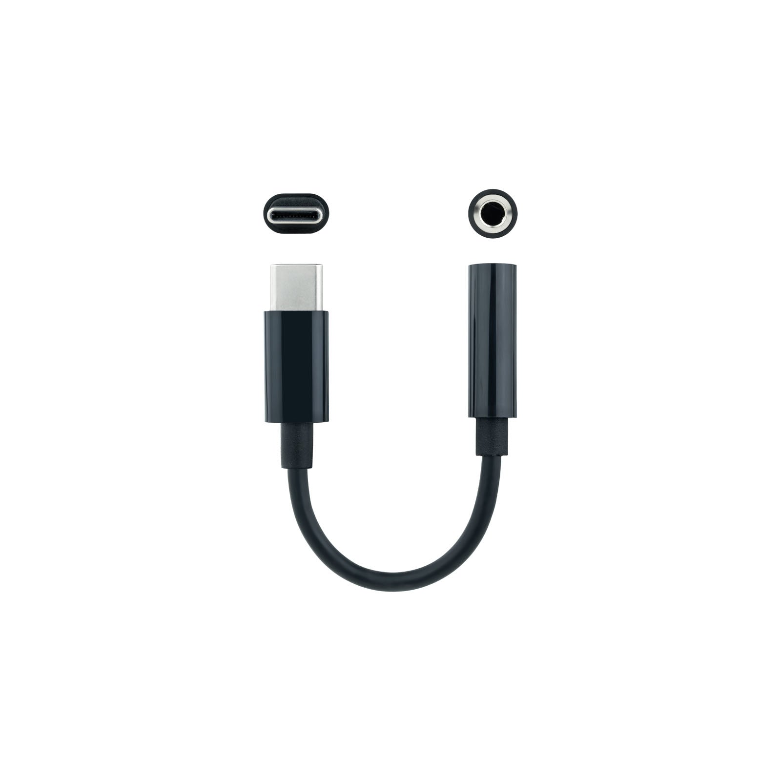 Cable adaptador usb tipo c a jack 3.5mm nanocable 0.11m -  macho - hembra -  negro