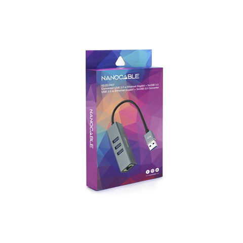 Hub nanocable 4 en 1 usb 3.0 -  rj45 -  macho - hembra