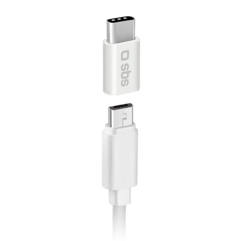 Adaptador micro usb a usb tipo c sbs hembra -  macho - blanco