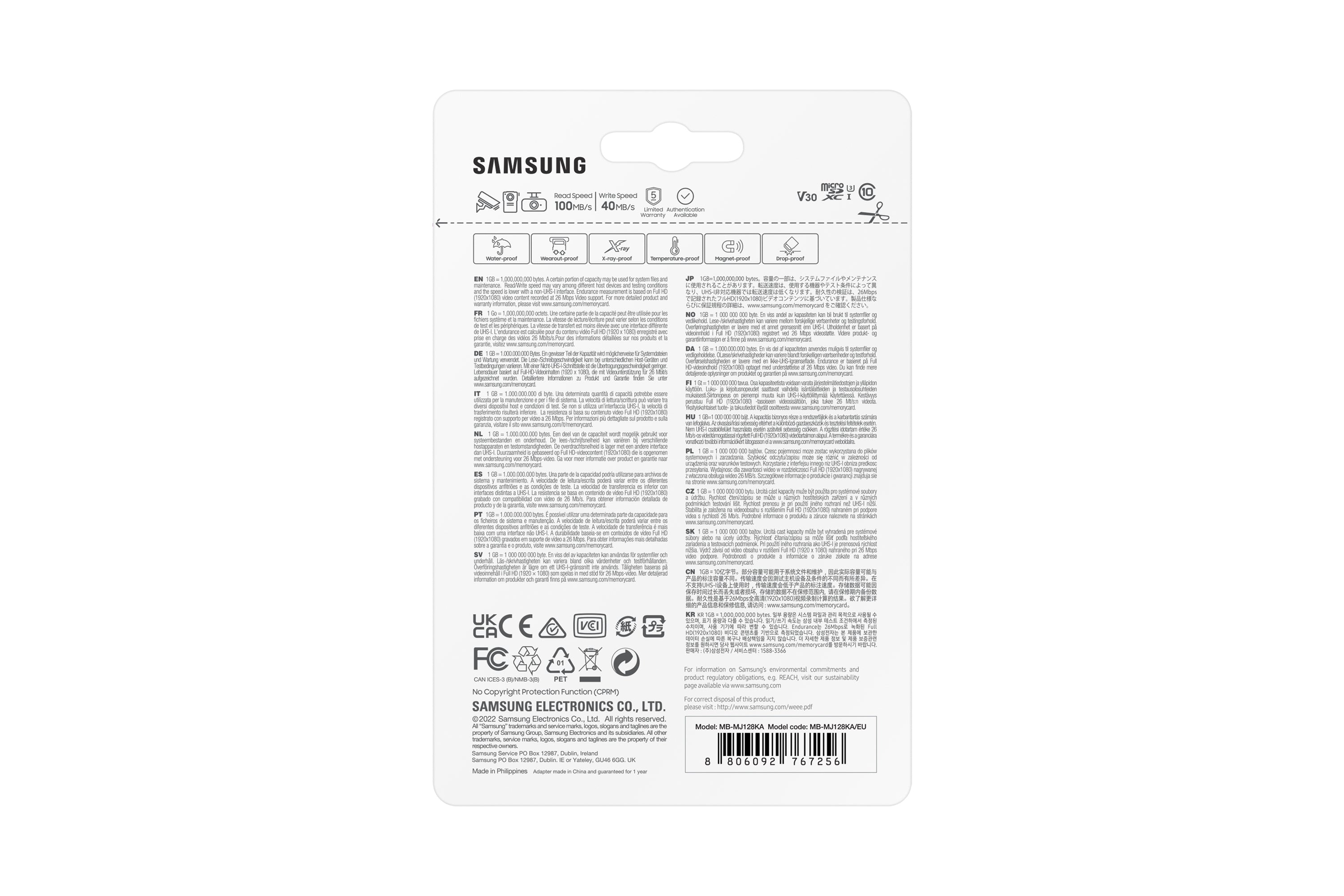 Tarjeta micro sd samsung 128gb pro endurance clase 10 c - a