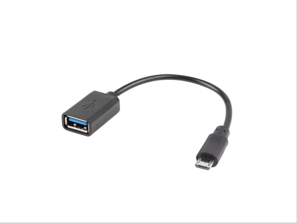 Adaptador lanberg otg usb micro(m) 2.0 a usb - a(h) 15 cm negro