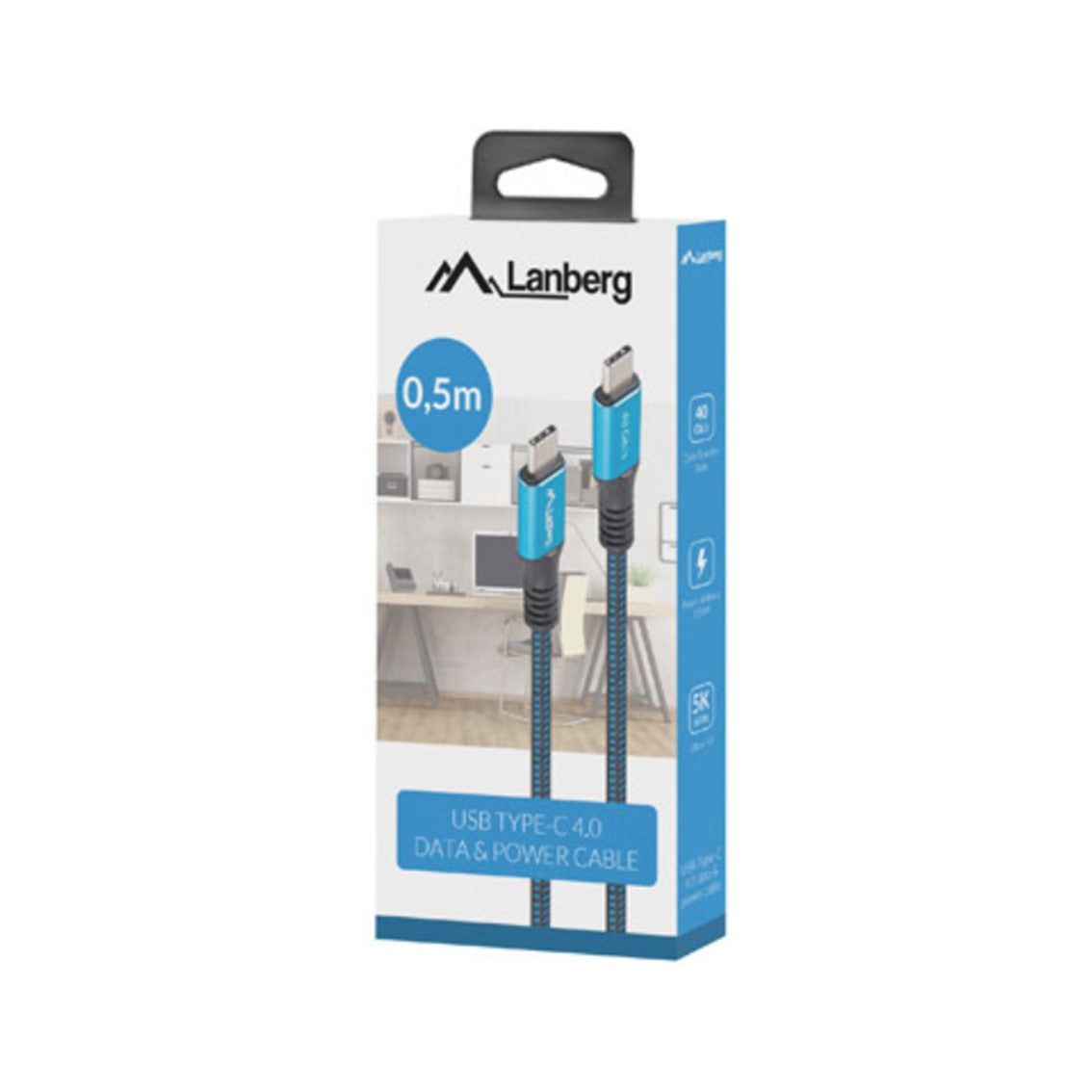 Cable usb tipo c lanberg 0.5m -  macho - macho -  negro - azul