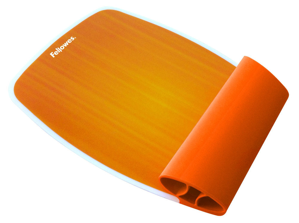 Alfombrilla reposamuñecas flexible fellowes naranja base antideslizante