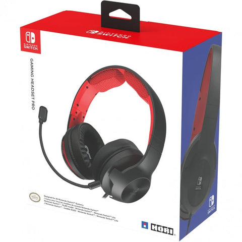 Auriculares gaming hori pro para nintendo switch jack 3.5mm negro - rojo