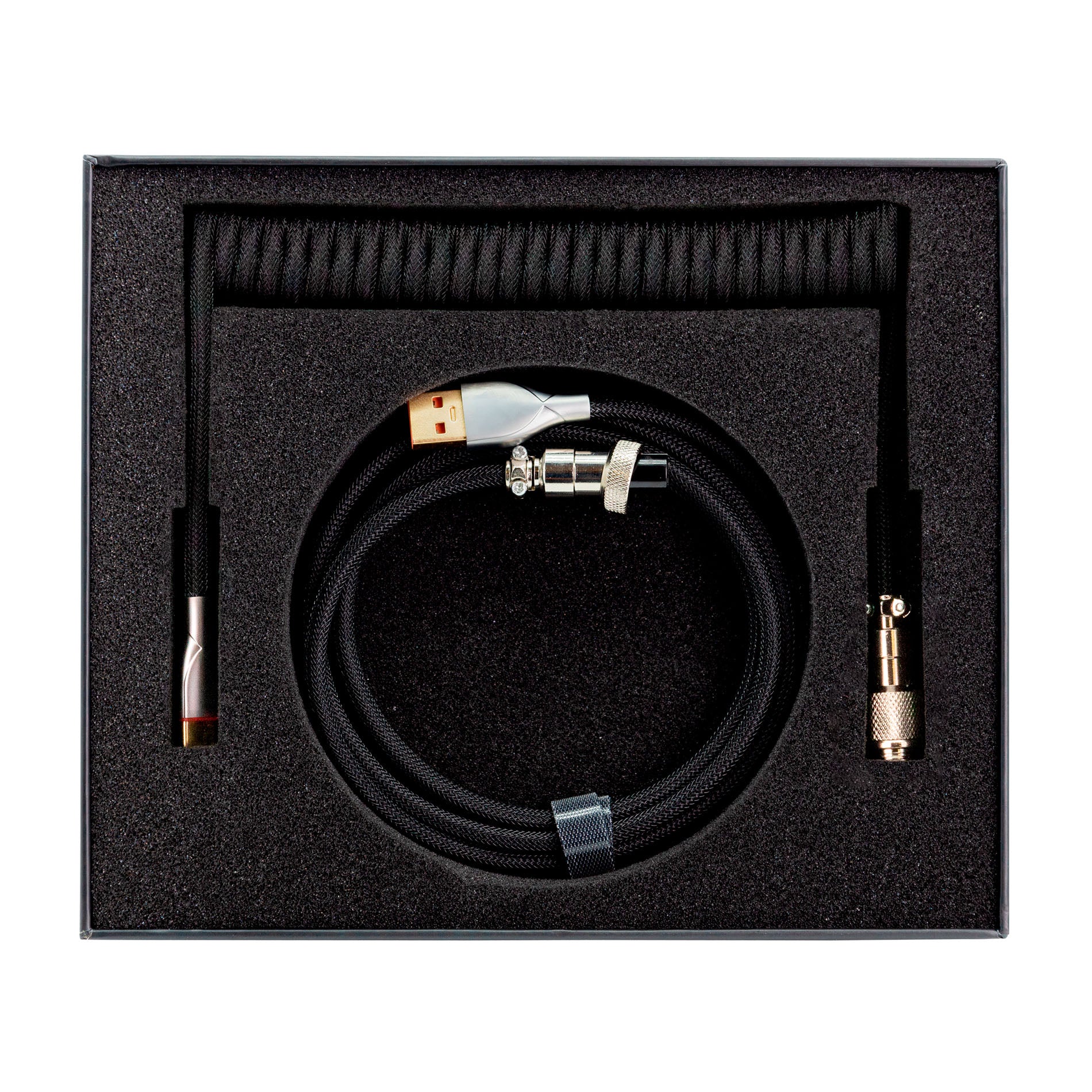 Phoenix kioru cable aviador en espiral con conector tipo c para teclados gaming negro