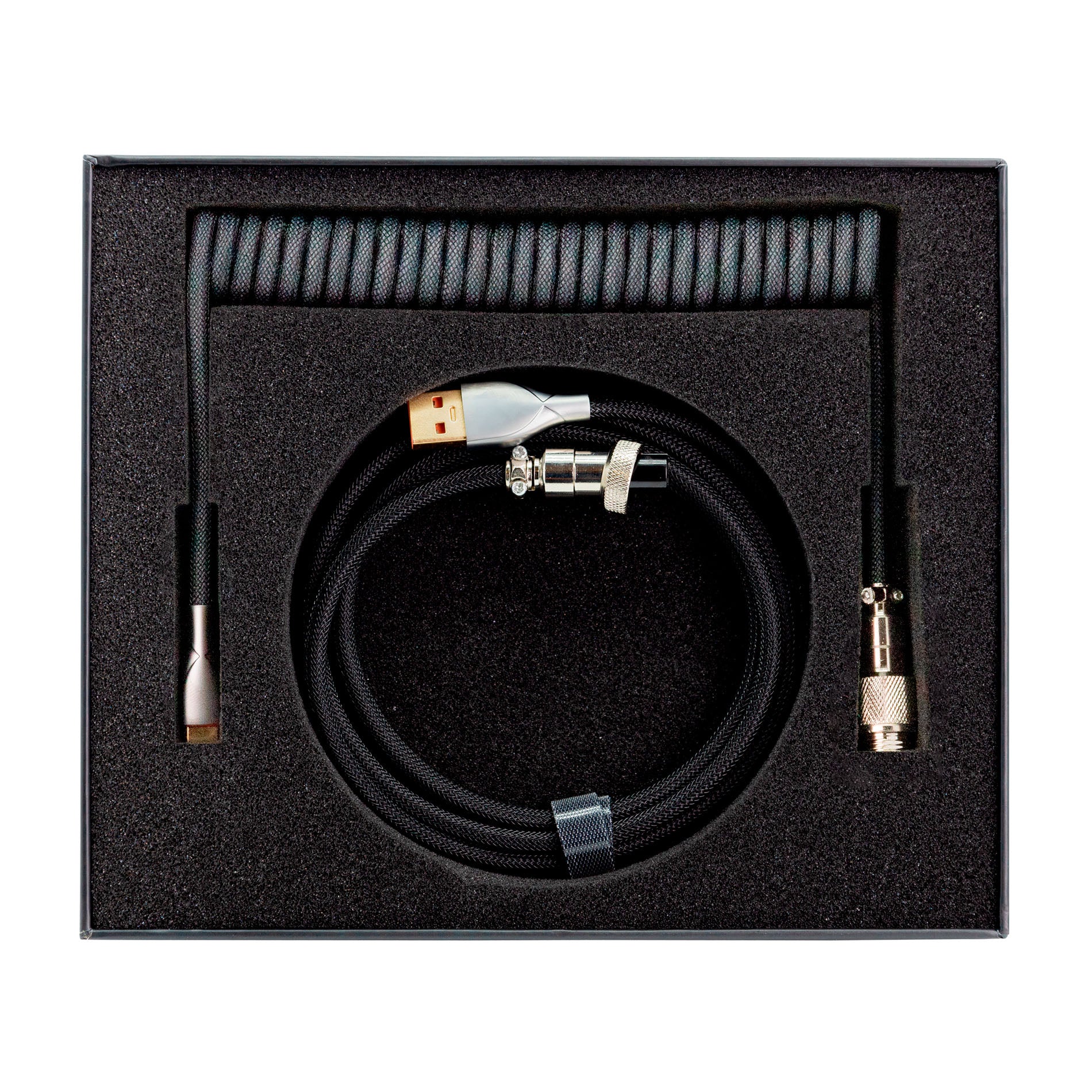 Phoenix kioru cable aviador en espiral con conector tipo c para teclados gaming negro y gris