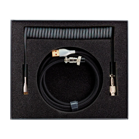 Phoenix kioru cable aviador en espiral con conector tipo c para teclados gaming negro y gris