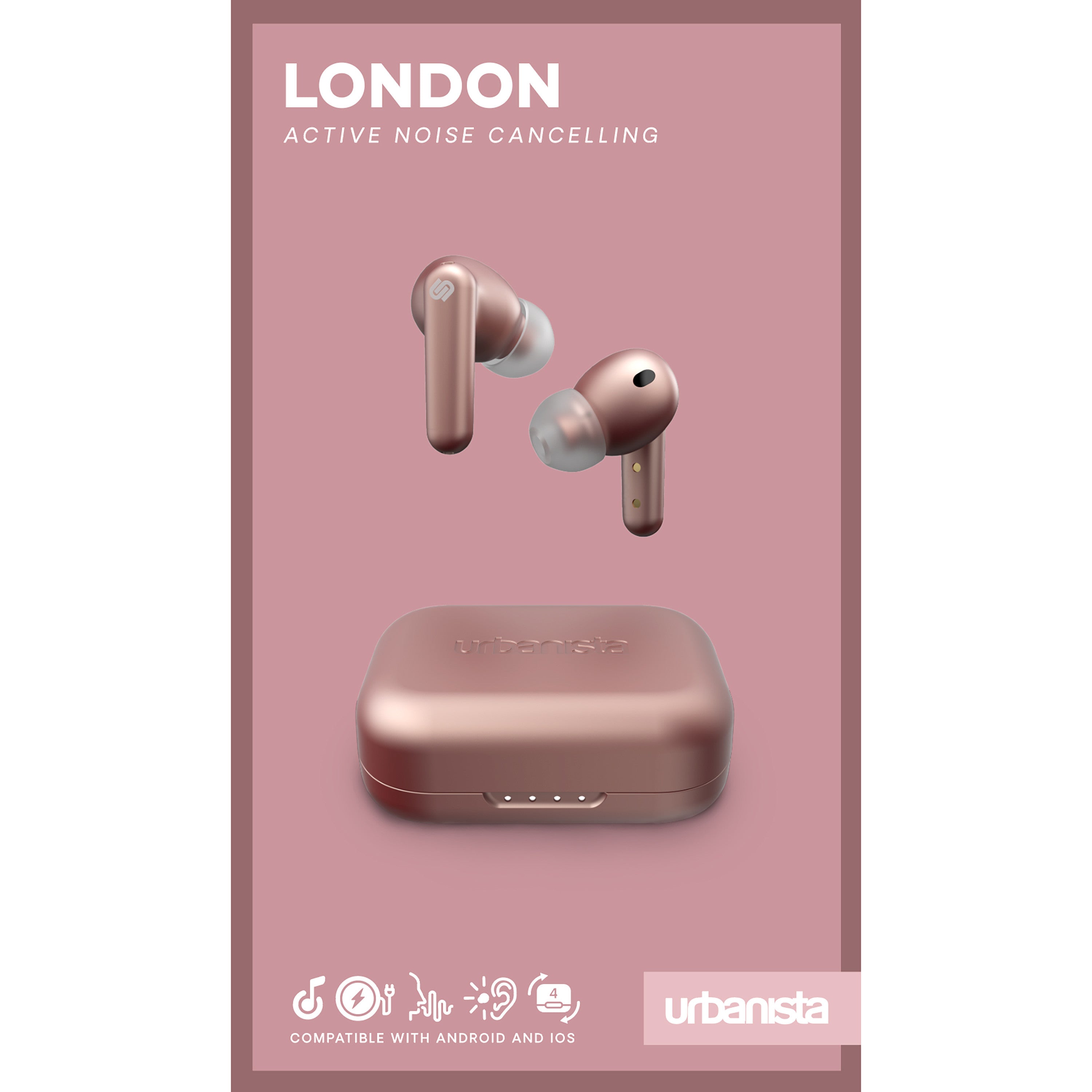 Auriculares urbanista true wireless inalambricos london rose gold pink - oro rosa