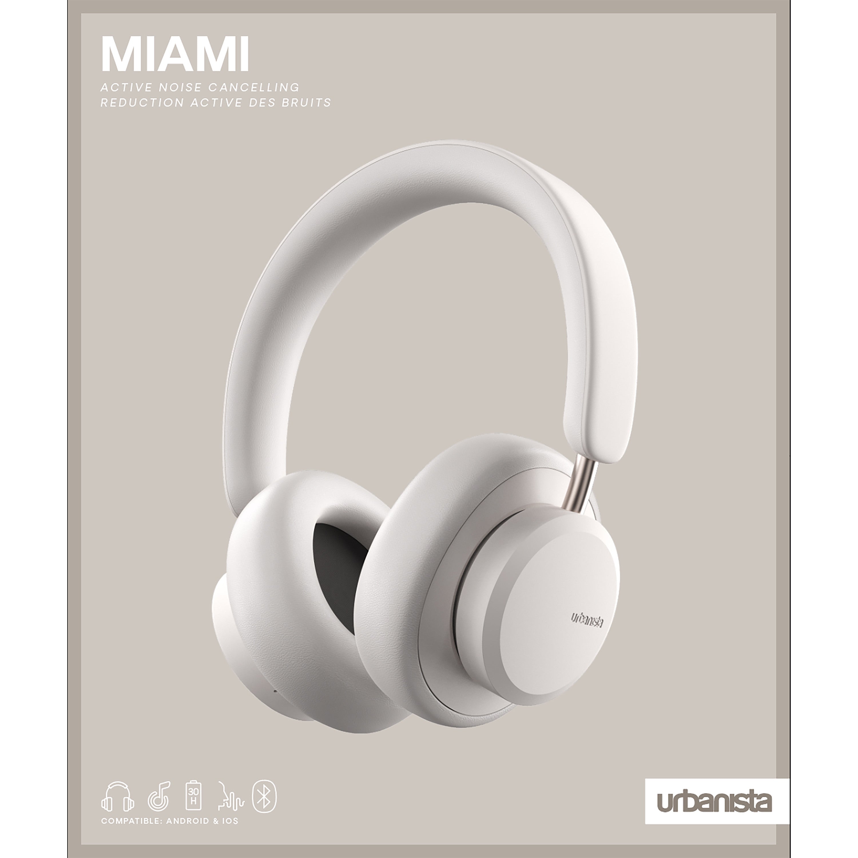 Auriculares urbanista diadema inalambricos cancelacion de ruido miami white pearl - blanco