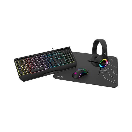 Pack krom kenya raton + teclado + alfombrilla + auriculares gaming