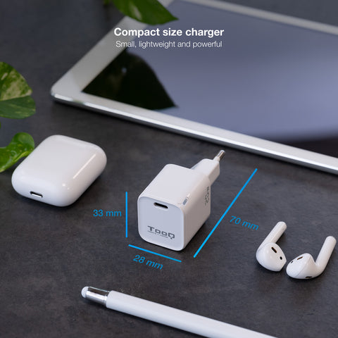 Cargador de pared tooq usb - c blanco 20w