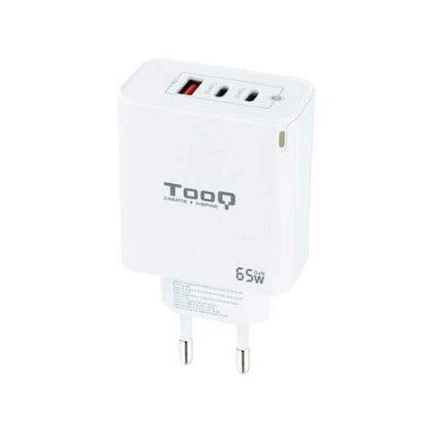 Cargador de pared tooq triple 2xusb - c + usb a blanco 65w