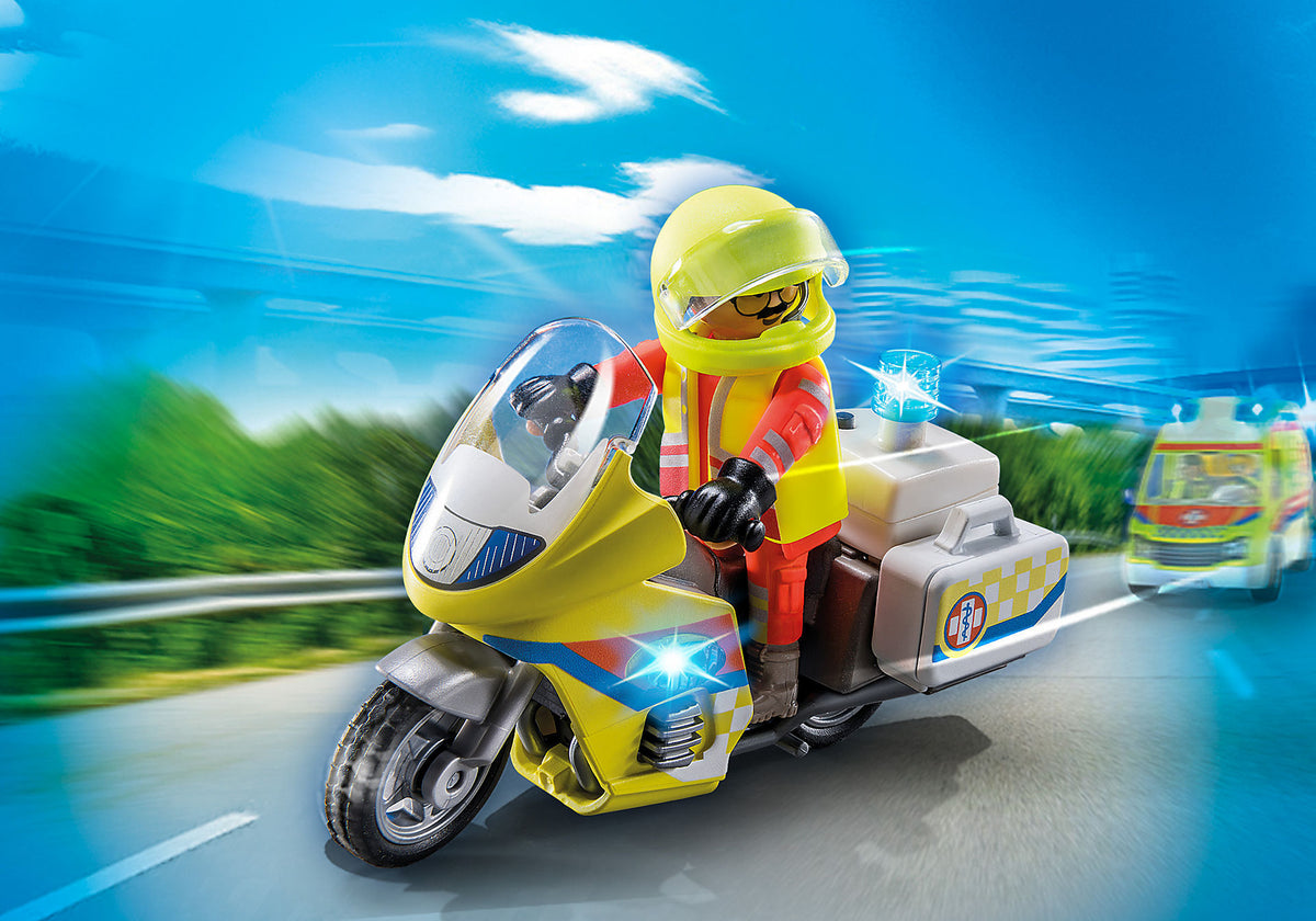 Playmobil moto de emergencias con luz intermiente