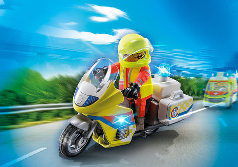 Playmobil moto de emergencias con luz intermiente