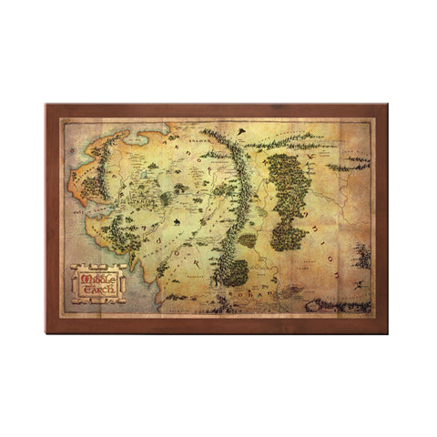 Replica the noble collection el hobbit mapa de la tierra media montado sobre madera 40 x 25 cm