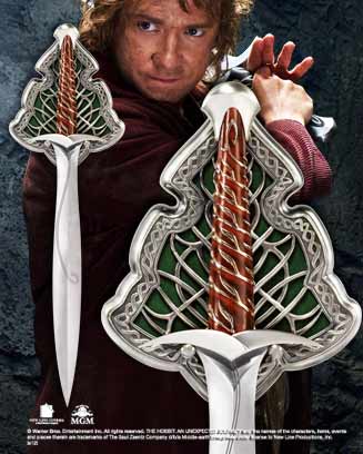 Replica espada de acero the noble collection el hobbit bilbo baggin dardo tamaño real 55 cm