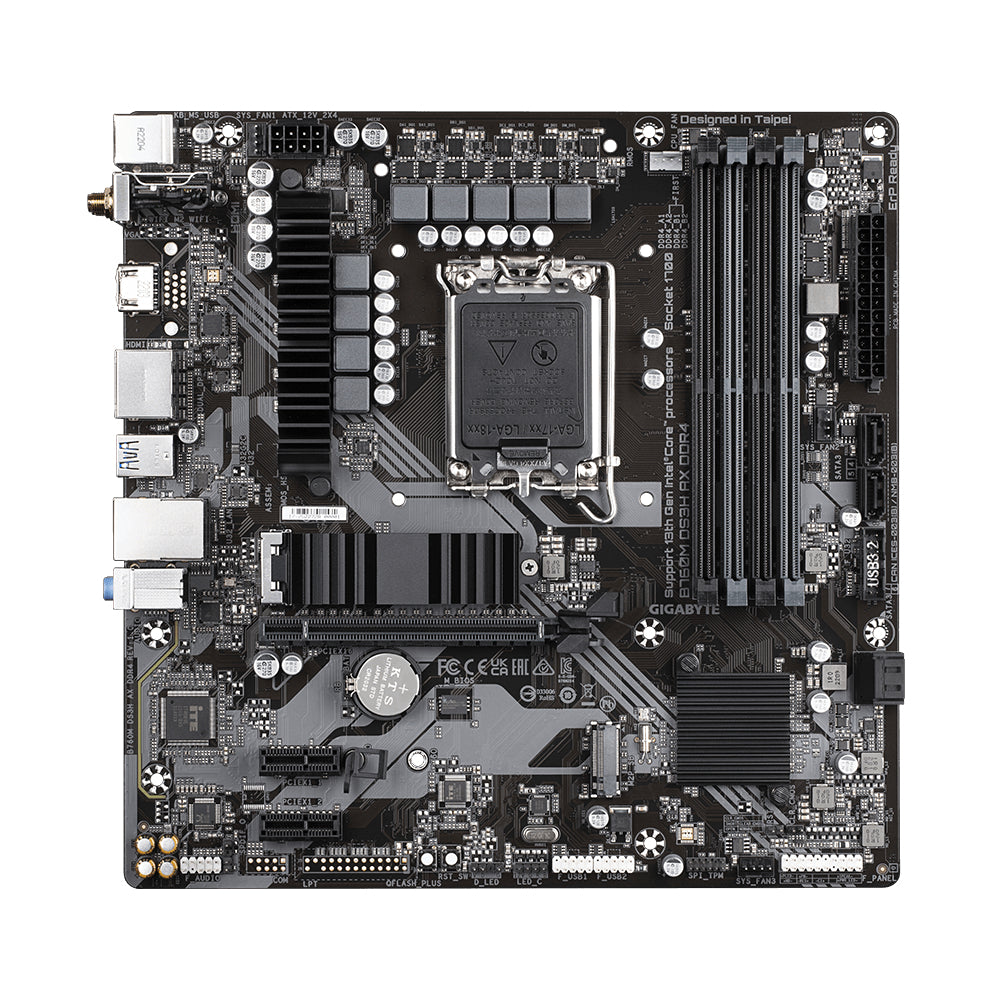 Placa base gigabyte b760m ds3h ax 1700 matx -  4 x ddr4 -  4 x sata -  3 x usb 3.2 -  2 x usb 2.0 -  1 x usb tipo c