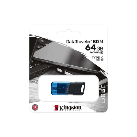 Memoria usb 3.2 tipo c kingston 64gb datatraveler dt80m