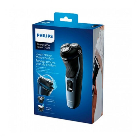 Afeitadora philips shaver 3000 s3133 - 51 negro - 27 cuchillas - cabezales 5d - patillero - wet