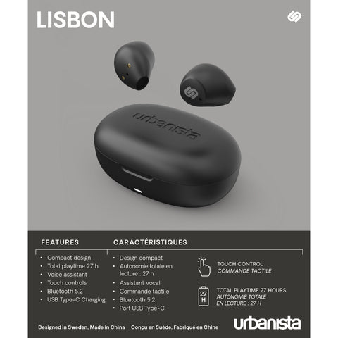 Auriculares urbanista true wireless inalambricos lisbon midnight black