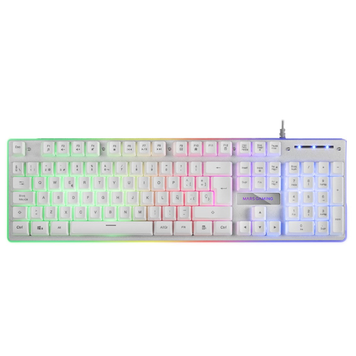 Teclado mars gaming mk220 usb frgb membrana blanco