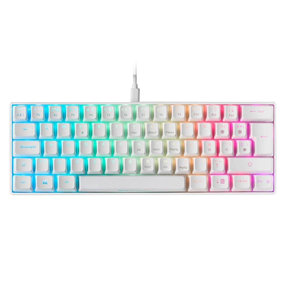 Teclado mars gaming mkmini usb rgb mecanico blanco