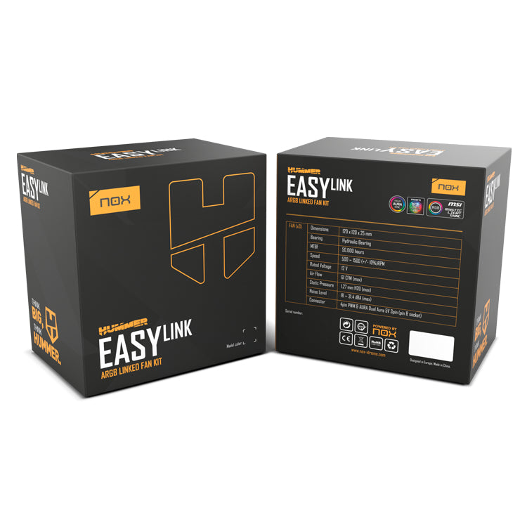 Ventilador caja nox hummer easylink black 3 x 120mm led argb