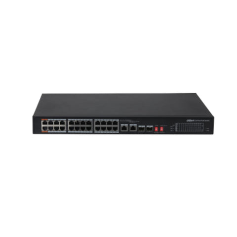 Switch dahua dh - pfs3226 - 24et - 240 poe 24 puertos gigabit ethernet 2 puertos sfp