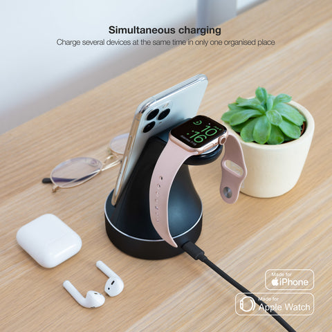 Base de carga tooq apple watch+iphone lightning