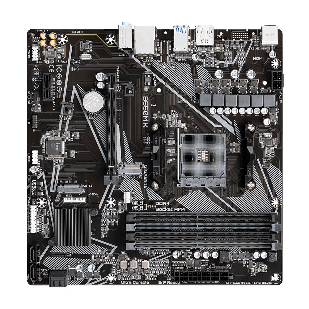 Placa base gigabyte b550m k am4 m - atx -  4x ddr4 -  4x sata3 -  4x usb 3.2 -  4x usb 2.0