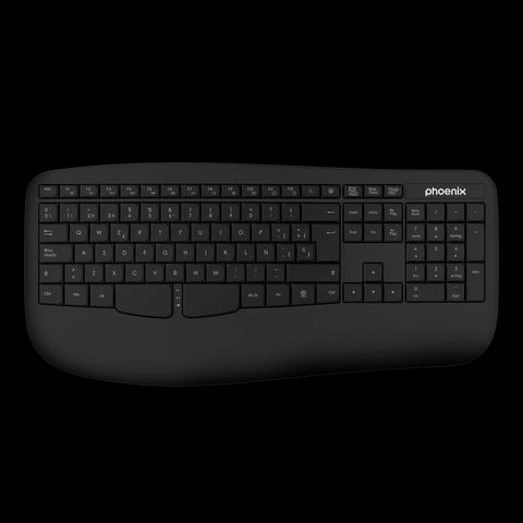 Phoenix k201 teclado ergonomico inalambrico 2.4ghz negro