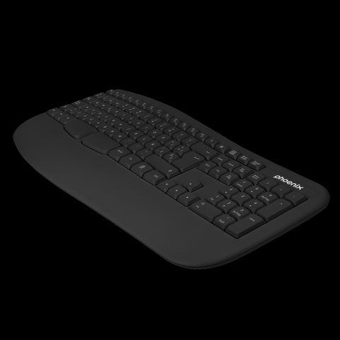 Phoenix k201 teclado ergonomico inalambrico 2.4ghz negro