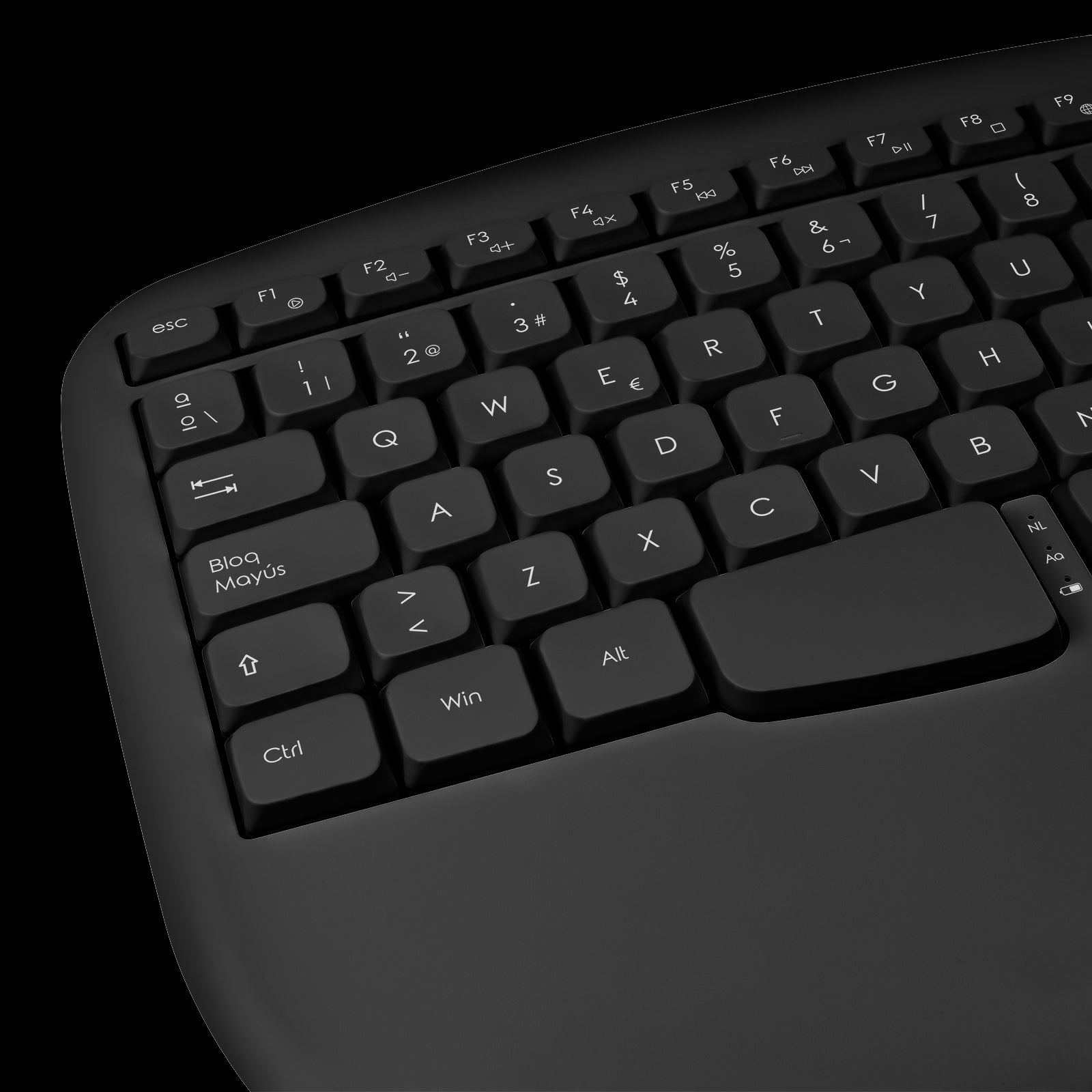 Phoenix k201 teclado ergonomico inalambrico 2.4ghz negro