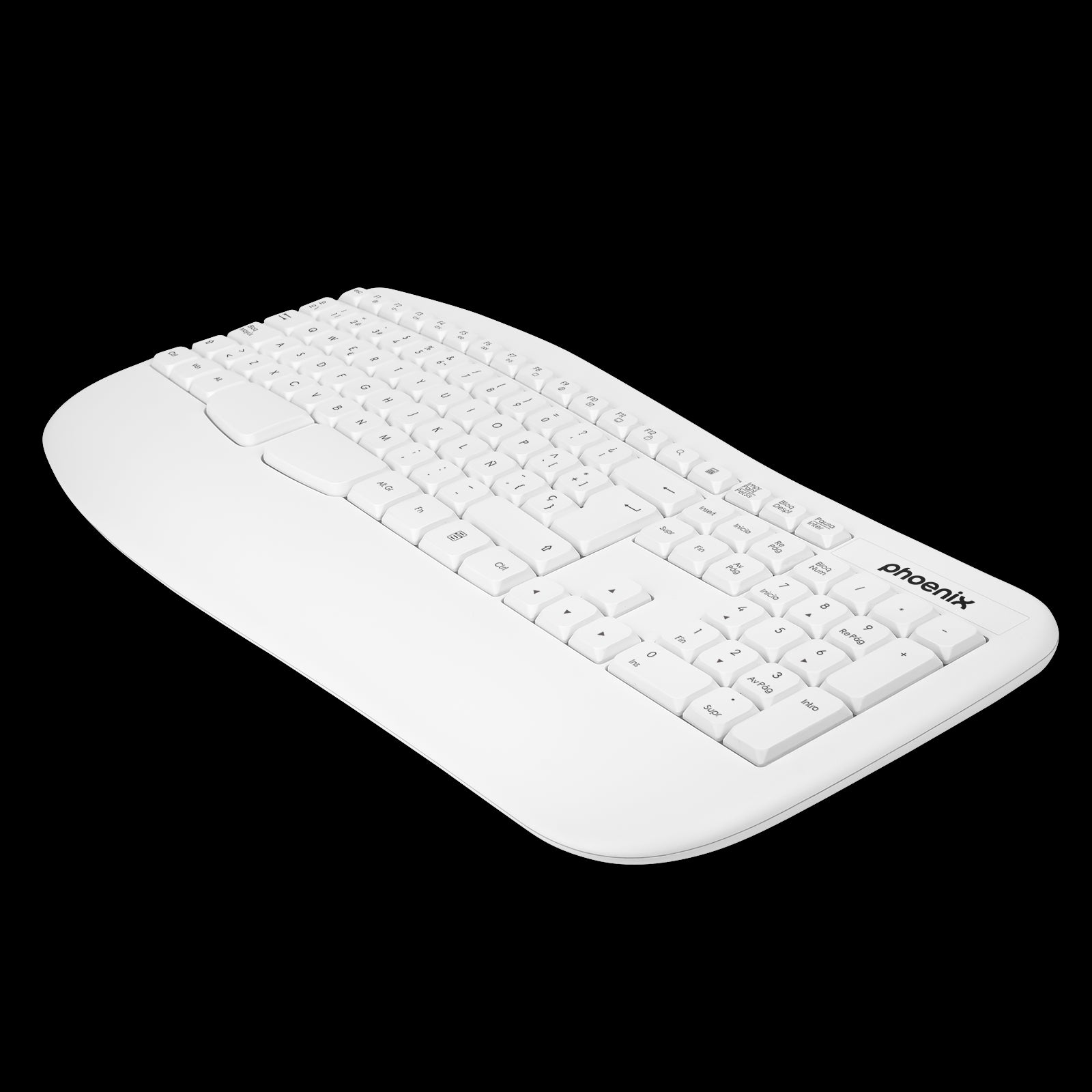 Phoenix k201 teclado ergonómico inalámbrico 2.4ghz blanco