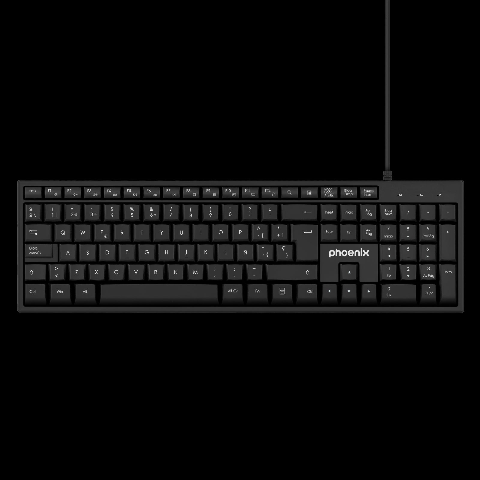 Phoenix k100 teclado multimedia usb negro qwerty oficina