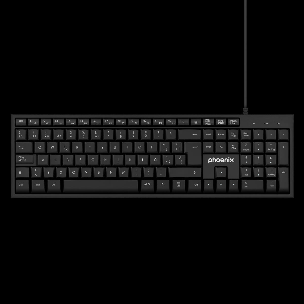 Phoenix k100 teclado multimedia usb negro qwerty oficina