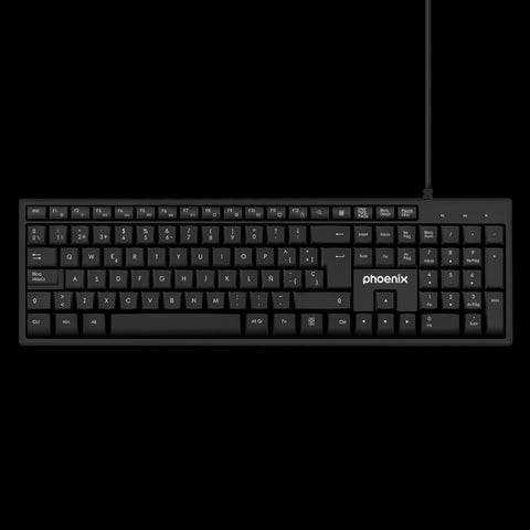 Phoenix k100 teclado multimedia usb negro qwerty oficina