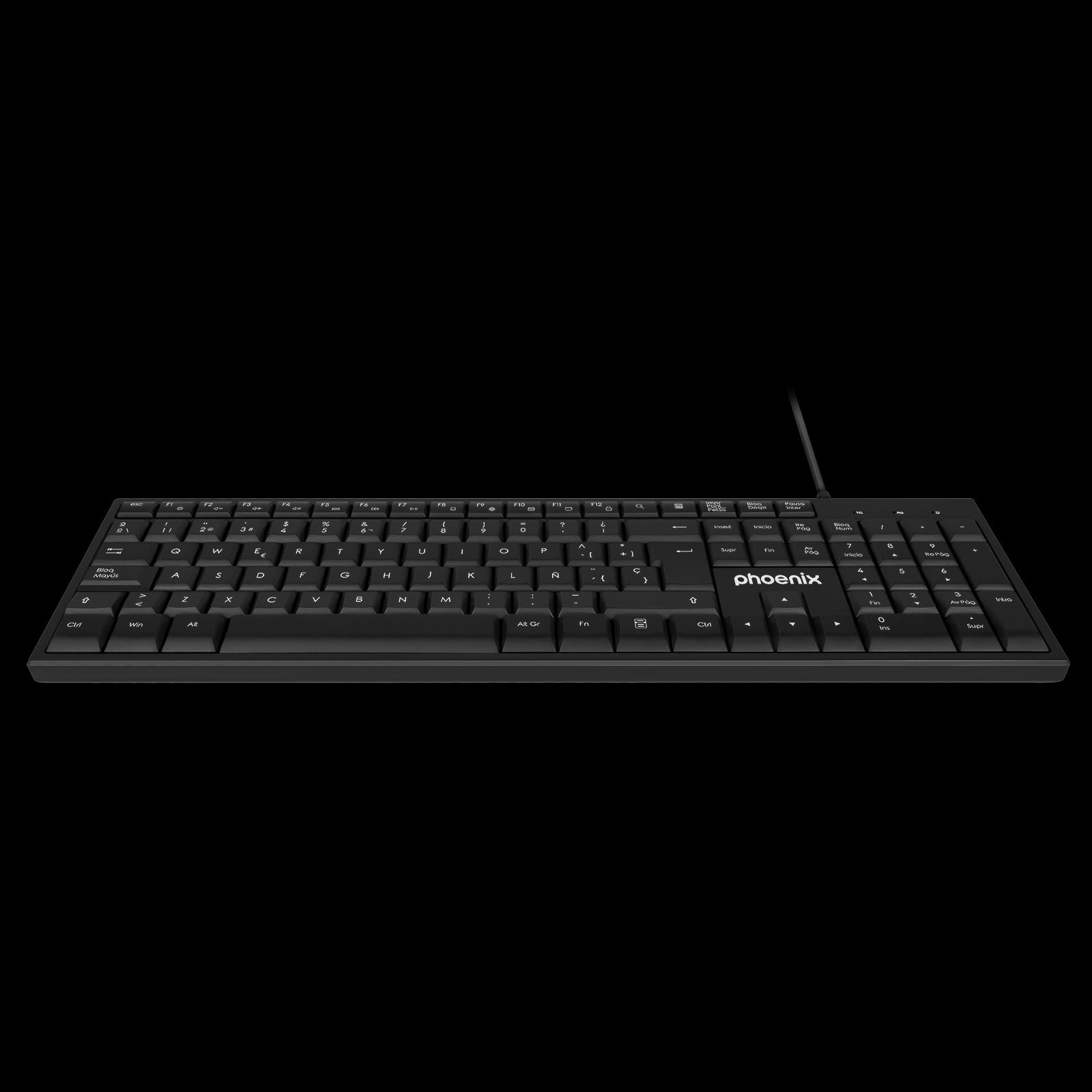 Phoenix k100 teclado multimedia usb negro qwerty oficina