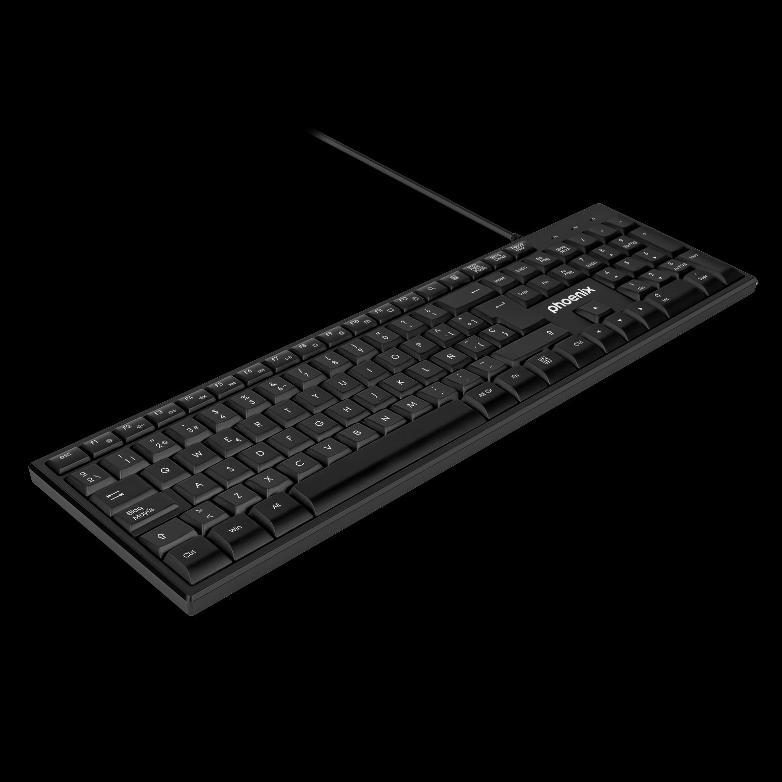 Phoenix k100 teclado multimedia usb negro qwerty oficina