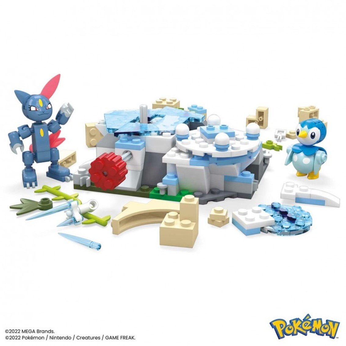 Figura mattel mega construx pokemon piplup y sneasel se relajan
