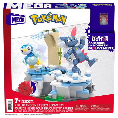 Figura mattel mega construx pokemon piplup y sneasel se relajan