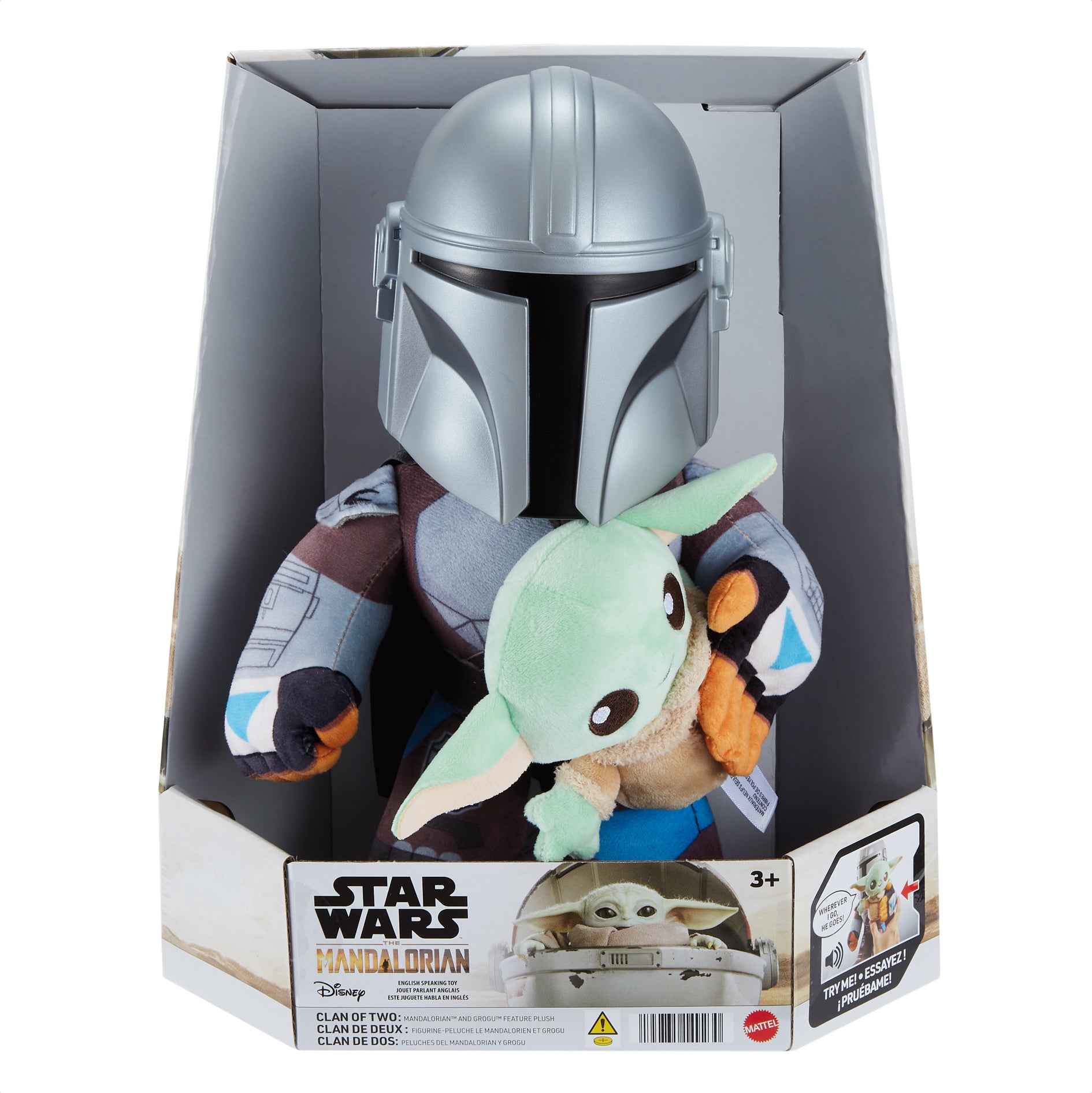 Peluche mattel star wars clan de dos mandalorian y grogu