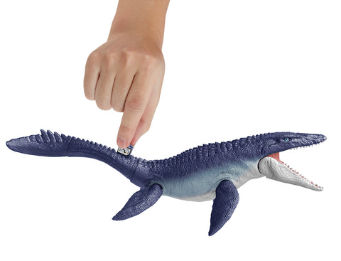 Figura mattel jurassic world mosasaurus defensor del océano