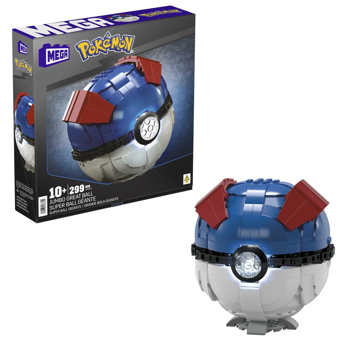 Figura mattel mega construx pokemon jumbo great ball 299 pcs