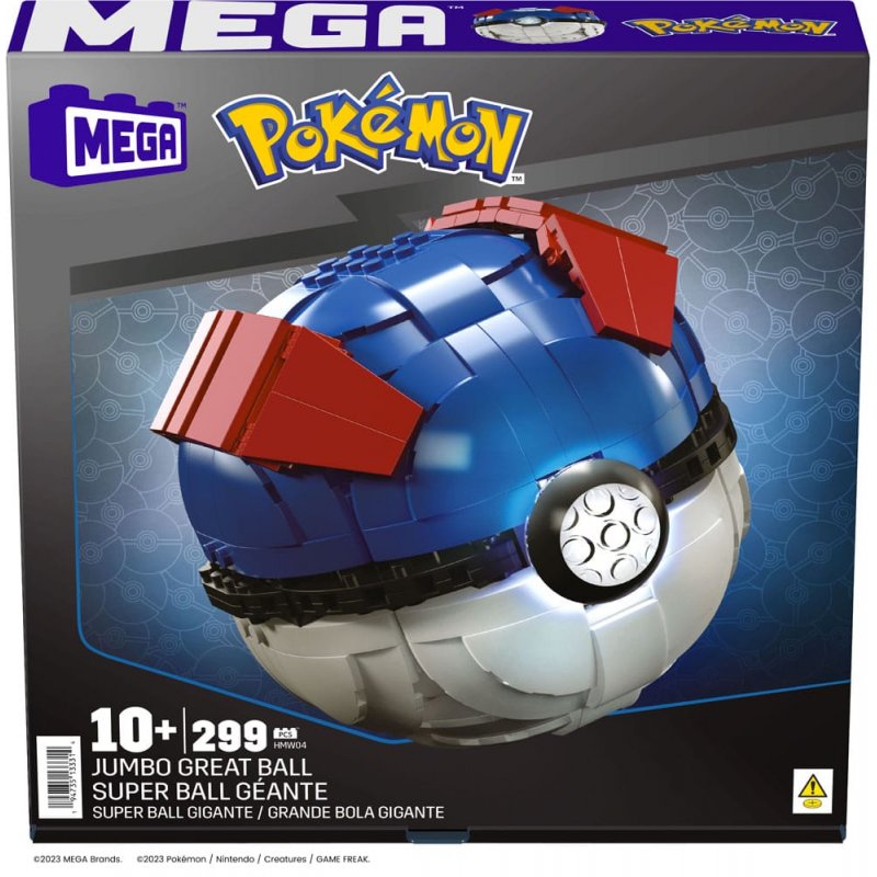 Figura mattel mega construx pokemon jumbo great ball 299 pcs