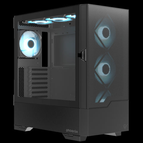 Caja gaming phoenix ember atx doble cristal templado con soporte para gpu