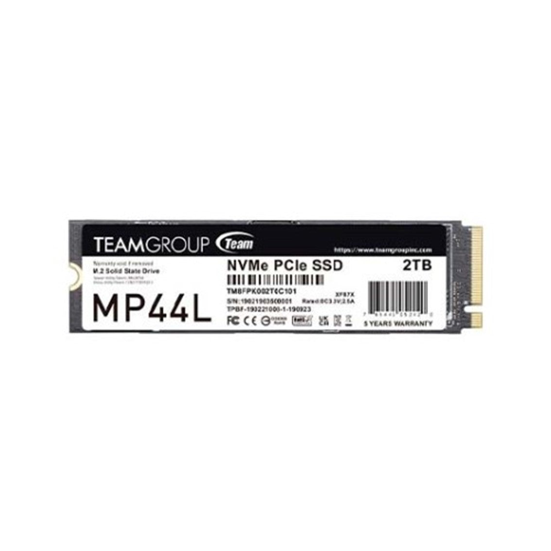 Disco duro m2 ssd 2tb pcie4 teamgroup mp44l 2280 - con disipador - l: 4800mb - s e:4400mb - s